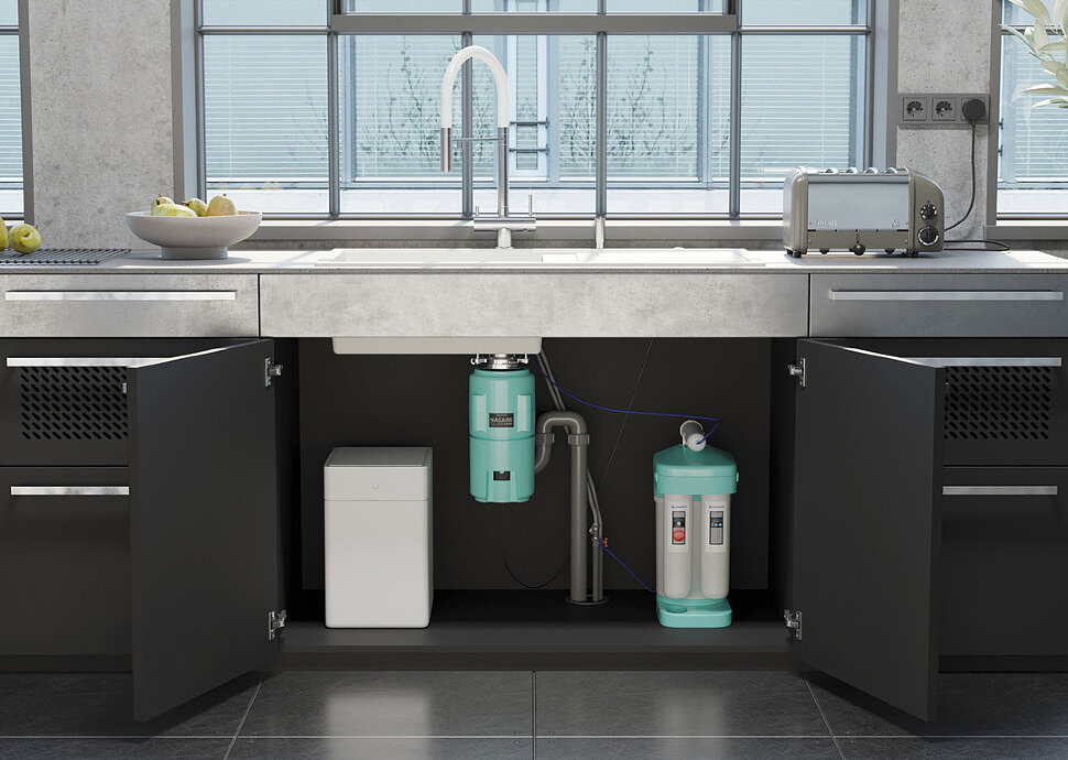 Новинка Omoikiri: измельчитель пищевых отходов Nagare Slim 1250 в цвете Azur Blue