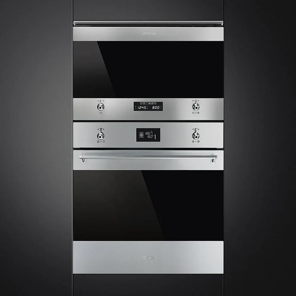 Микроволновая печь Smeg MP322X1 в колонне с духовым шкафом